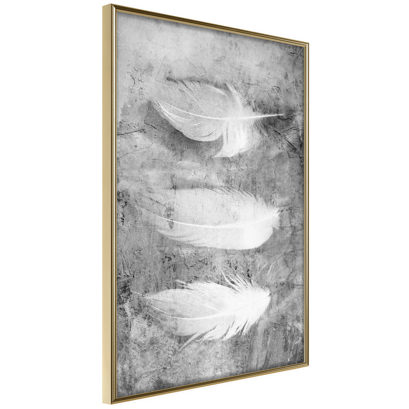 Poster - Delicate Feathers  - goud