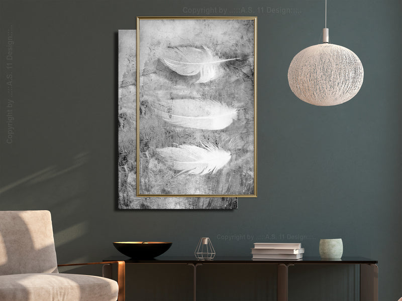 Poster - Delicate Feathers  - goud