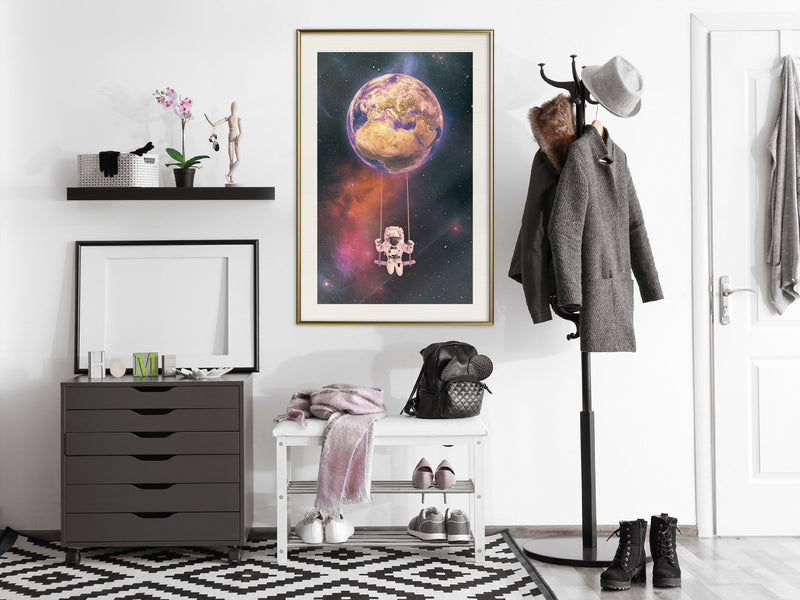 Poster - The Whole World is a Playground  - goud passepartout