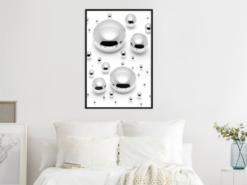 Poster - Silver Drops  - zwart